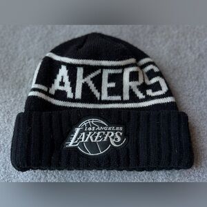 Mitchell & Ness Black and White Lakers Beanie